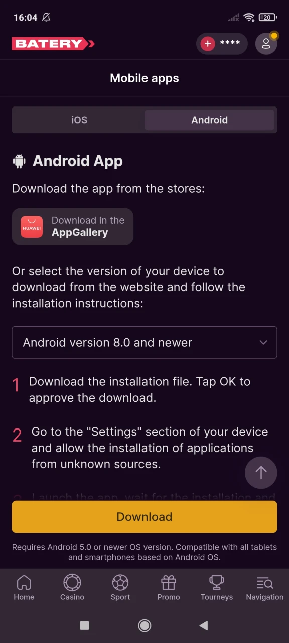 Download the Batery app for Android.
