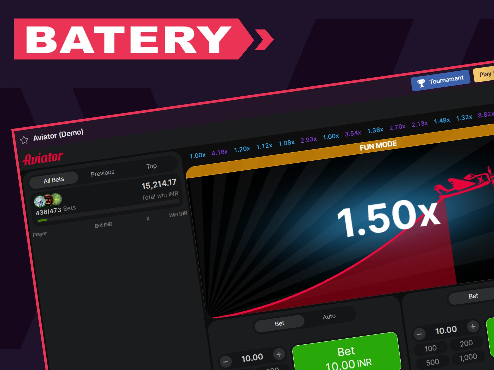 Practice in the demo version of the game Aviator from Batery.