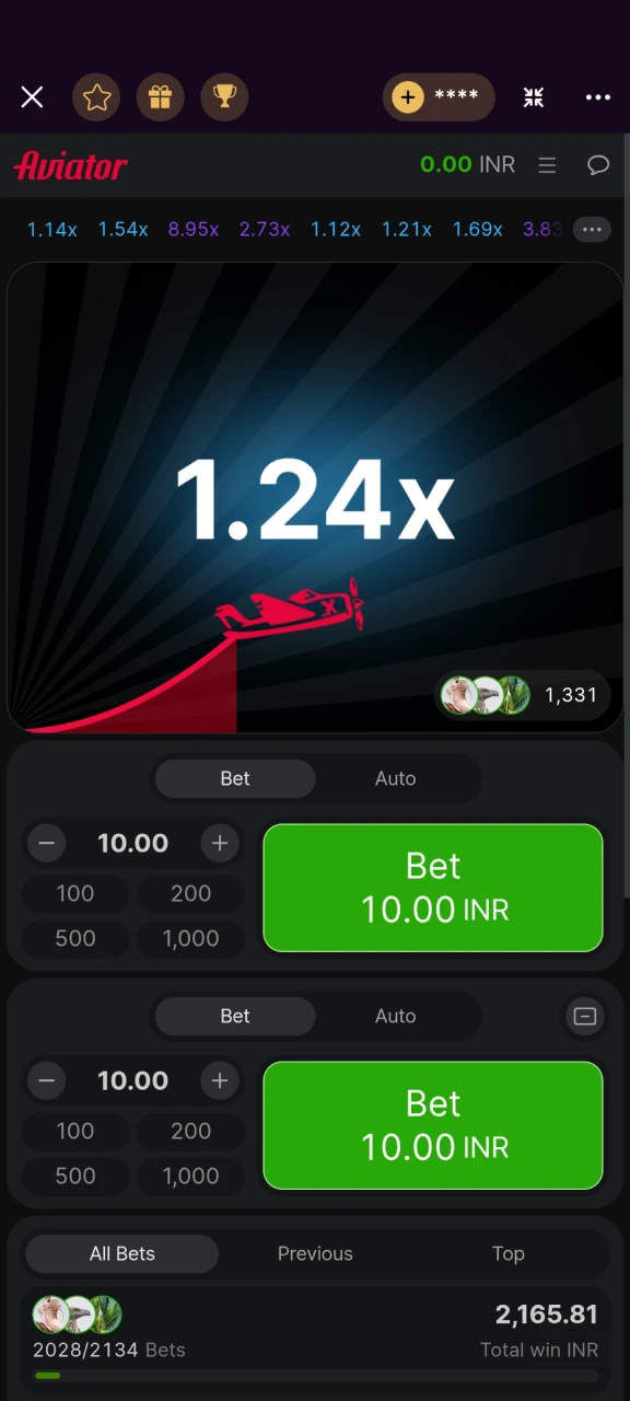 Explore the Aviator game interface on Batery.