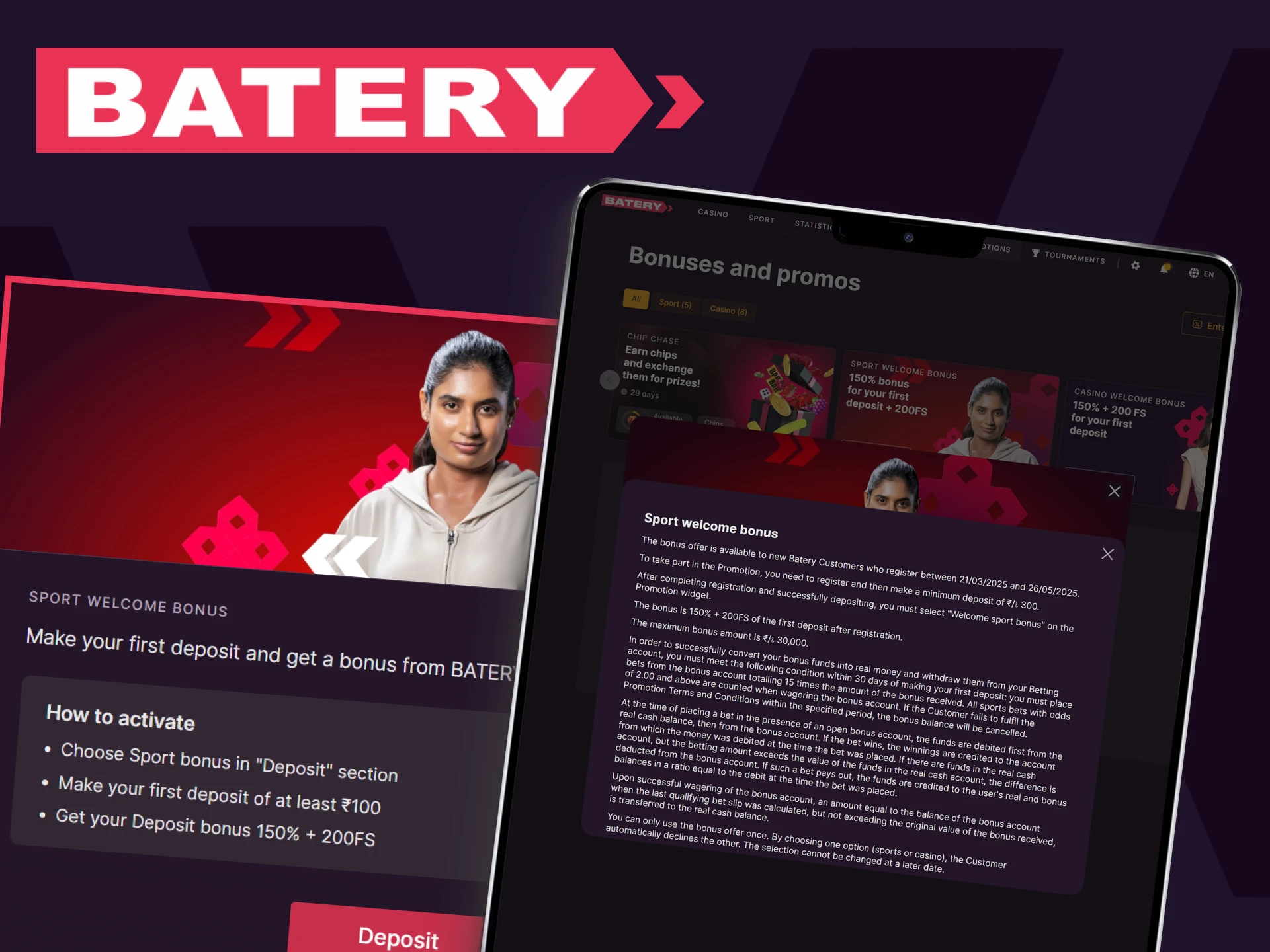 Learn the terms and conditions of bonuses on Batery.