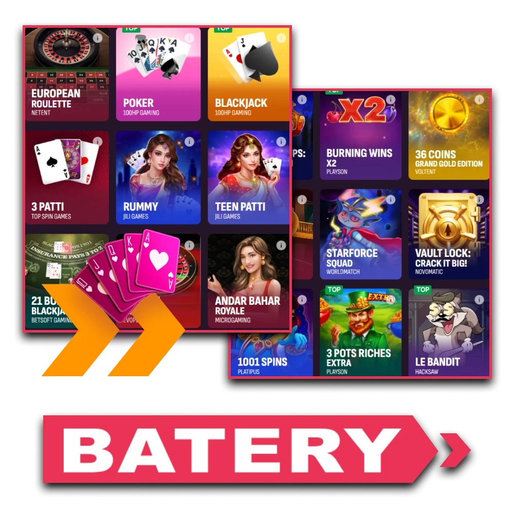 We recommend choosing Batery for casino games.