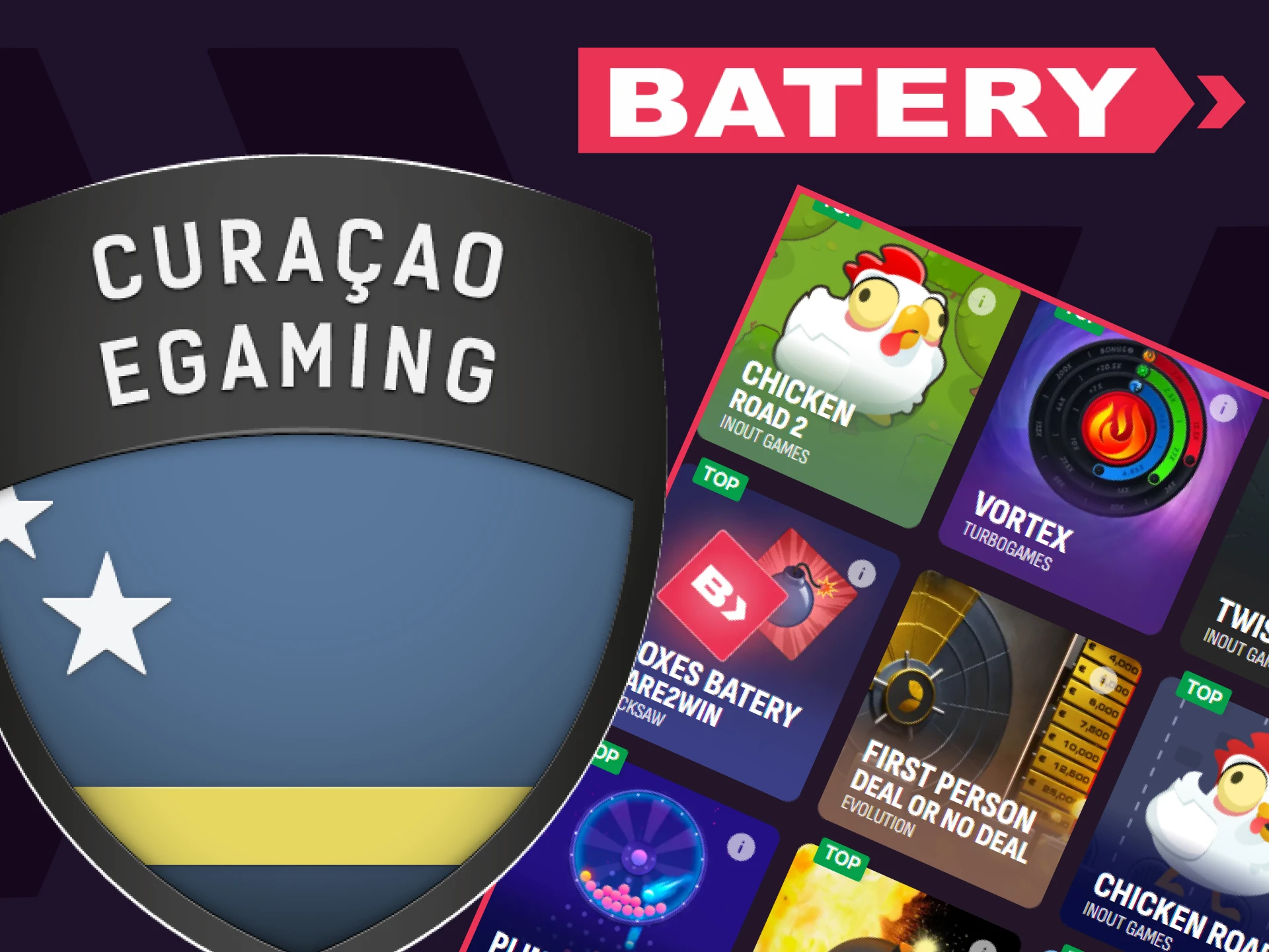 Playing casino games on Batery is legal and license-free.