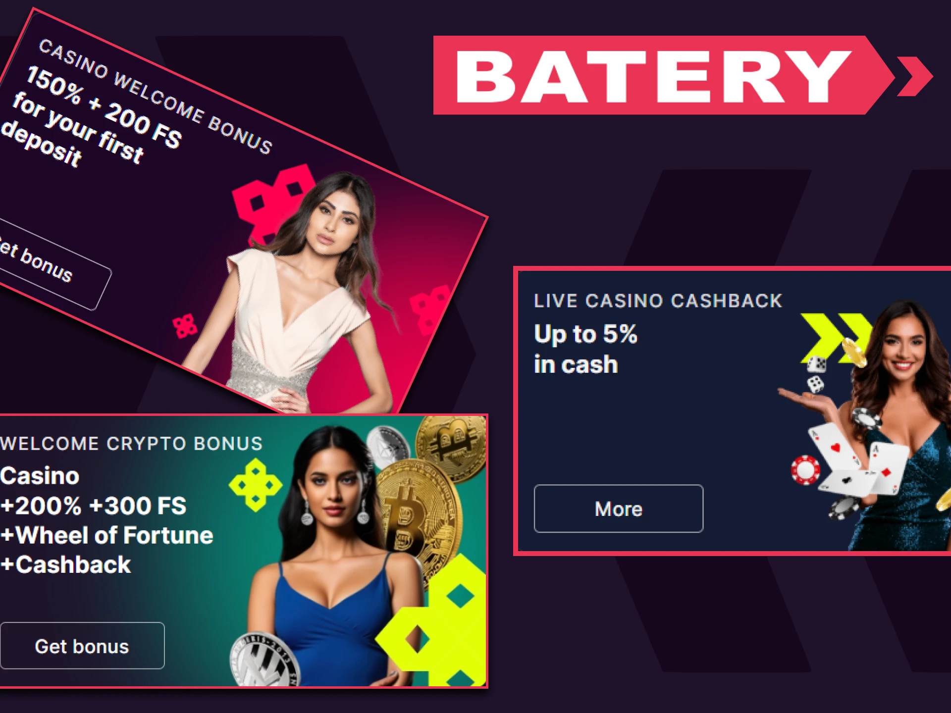 Batery gives bonuses to live casino players.