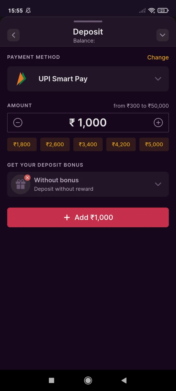 To start playing live casino games you need to top up your deposit on Batery.