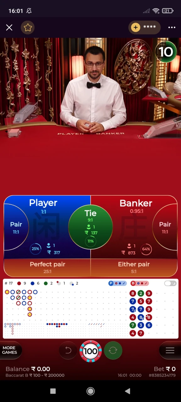 Start playing one of the live casino games on Batery.