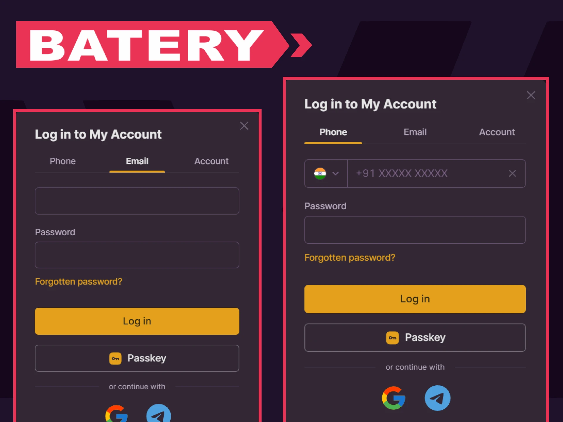 Be sure to log in to your personal account on the Batery website.