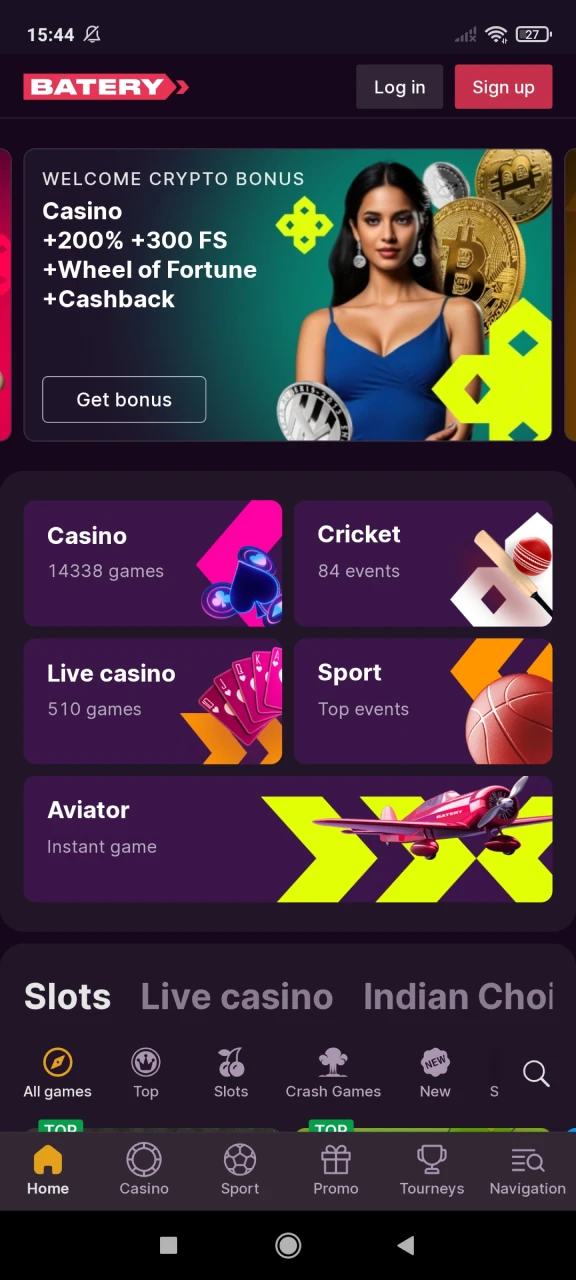 Open the registration window on Batery.