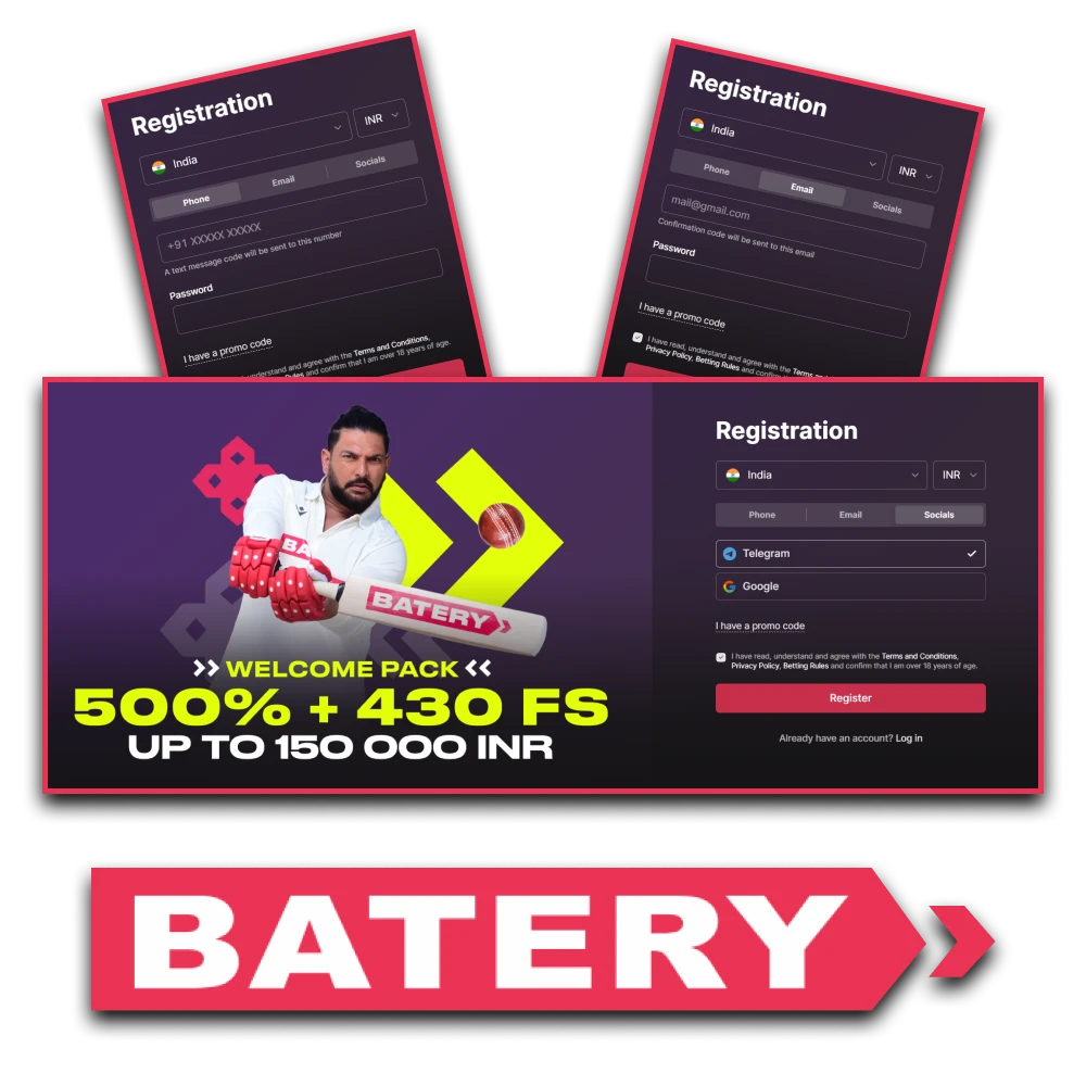 We will tell you about registration on the Batery website.