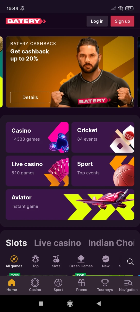 Open the registration window on Batery.