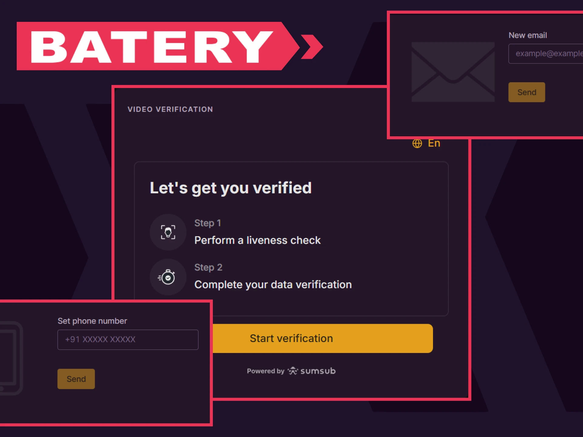 To withdraw funds to Batery, you must pass verification.